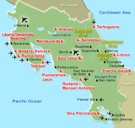 map of costarica