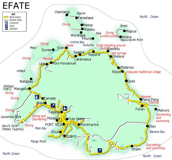 Map Of Vanuatu. Map of Efate. SANTO. Vanuatu